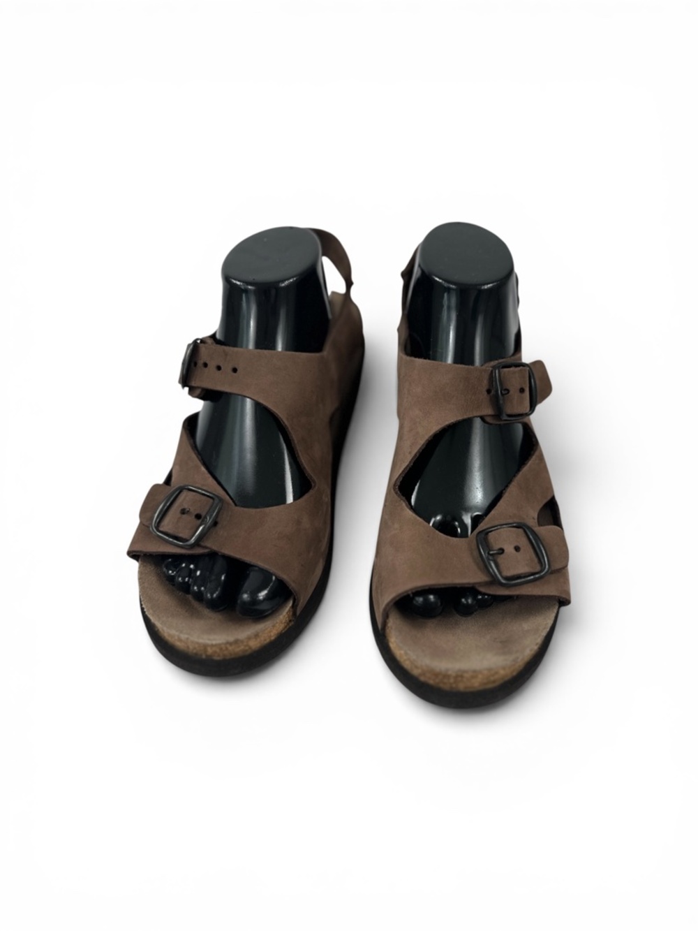 Cabin Creek Brown Leather Sandals Double Buckle Ankle Strap Comfort Size 10